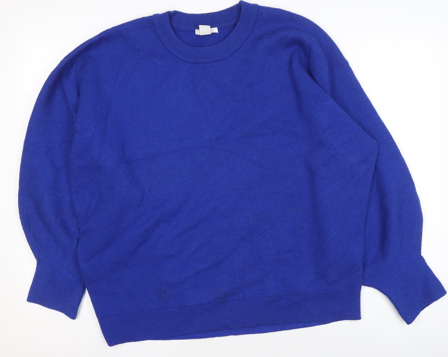 H&M Women's Blue Crew Neck Long Sleeve Pullover Jumper Size 12