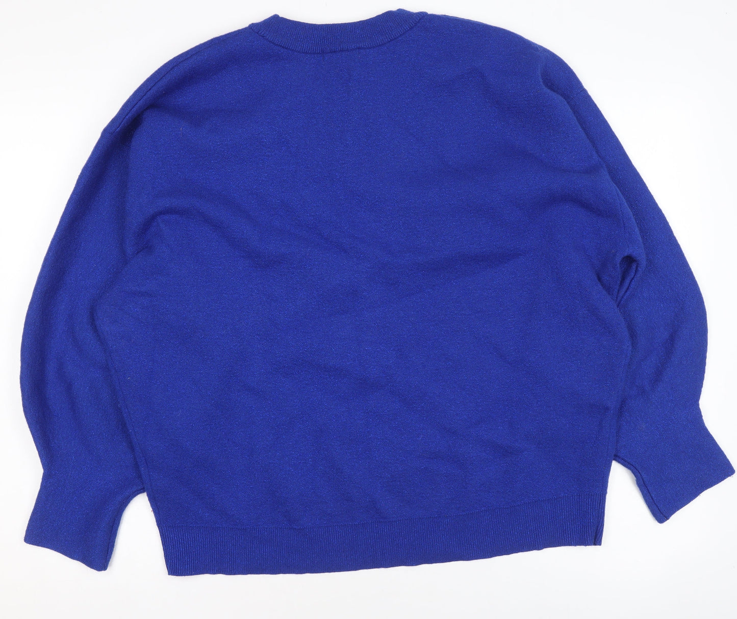 H&M Women's Blue Crew Neck Long Sleeve Pullover Jumper Size 12