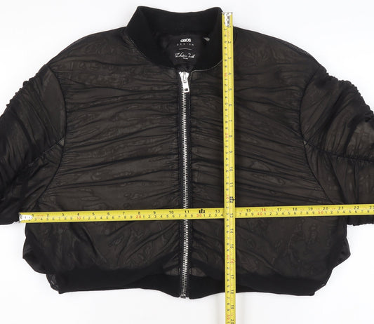 ASOS DESIGN Women Black Cropped Bomber Jacket UK 10 Quilted Zip Style