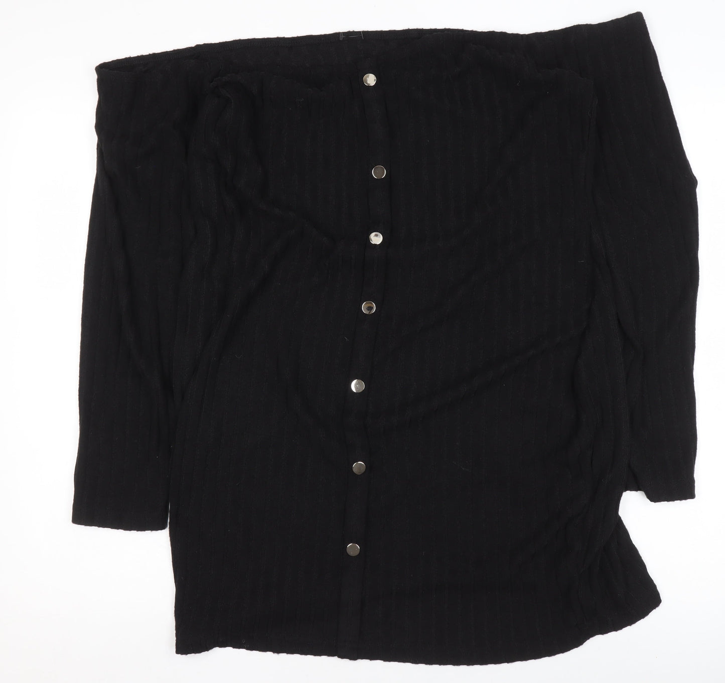 SHEIN Curve Women’s Black Off Shoulder Button Blouse 3XL