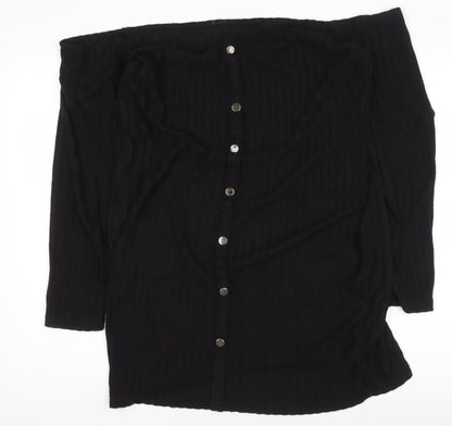 SHEIN Curve Women’s Black Off Shoulder Button Blouse 3XL