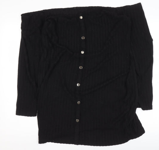 SHEIN Curve Women’s Black Off Shoulder Button Blouse 3XL