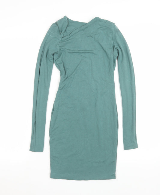 Oh Polly Women’s Green UK 6 Bodycon Long Sleeve Backless Dress