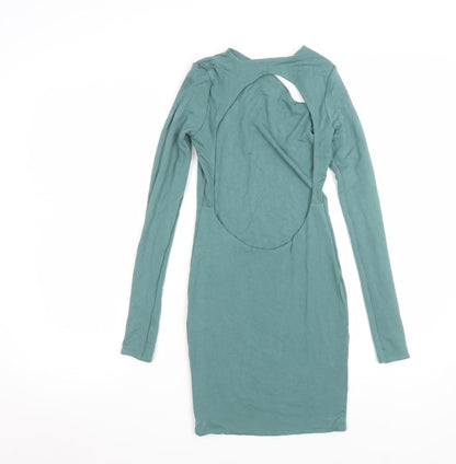 Oh Polly Women’s Green UK 6 Bodycon Long Sleeve Backless Dress