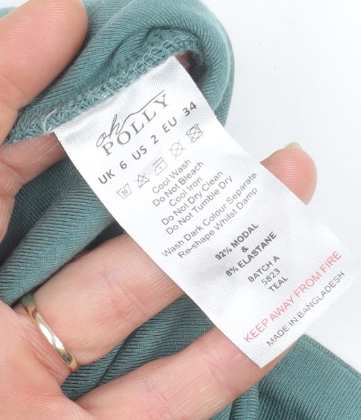 Oh Polly Women’s Green UK 6 Bodycon Long Sleeve Backless Dress