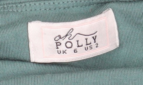 Oh Polly Women’s Green UK 6 Bodycon Long Sleeve Backless Dress