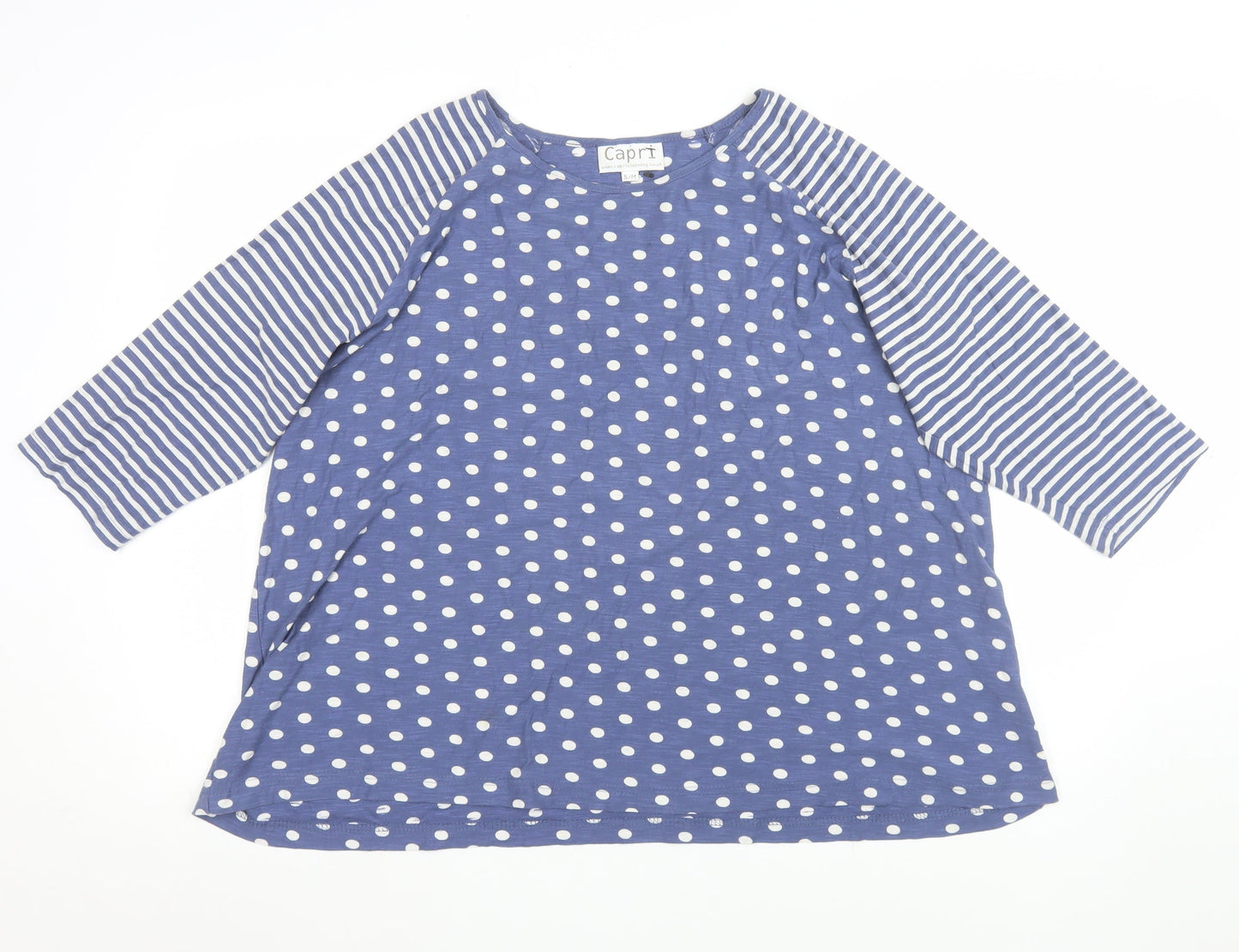 Womens UK Size S Capri Blue Basic T-Shirt
