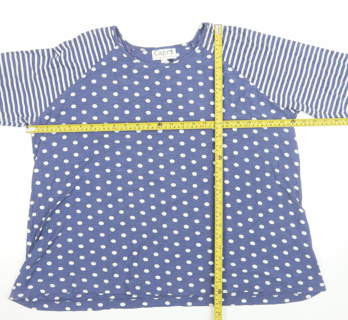 Womens UK Size S Capri Blue Basic T-Shirt