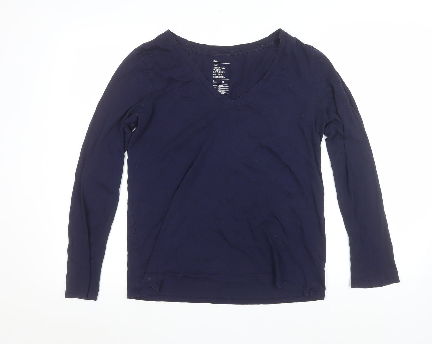 Gap Women’s Blue Long Sleeve V-Neck Cotton T-Shirt Size M