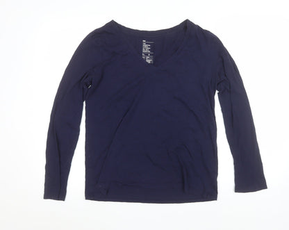 Gap Women’s Blue Long Sleeve V-Neck Cotton T-Shirt Size M