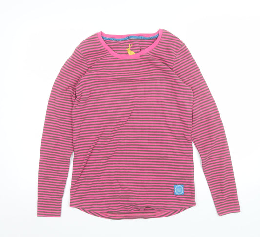 Joules Women’s Pink Striped Long Sleeve Jersey T-Shirt UK 16