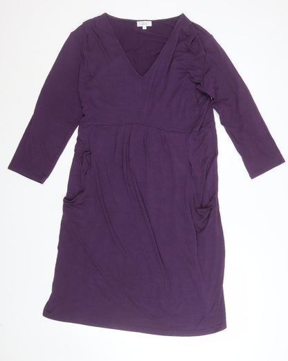 Kaliko Women's Purple Jersey V-Neck Knee Length Dress Size 6