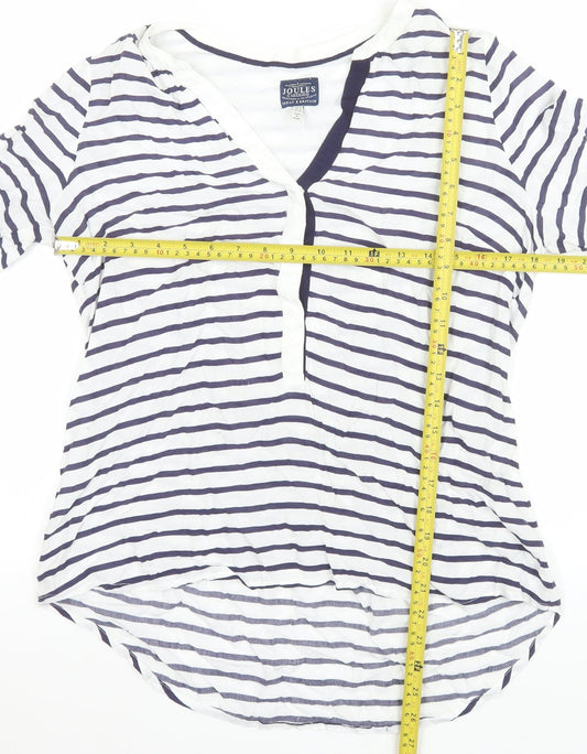 Joules Womens White Navy Striped Viscose Tunic Blouse UK 12