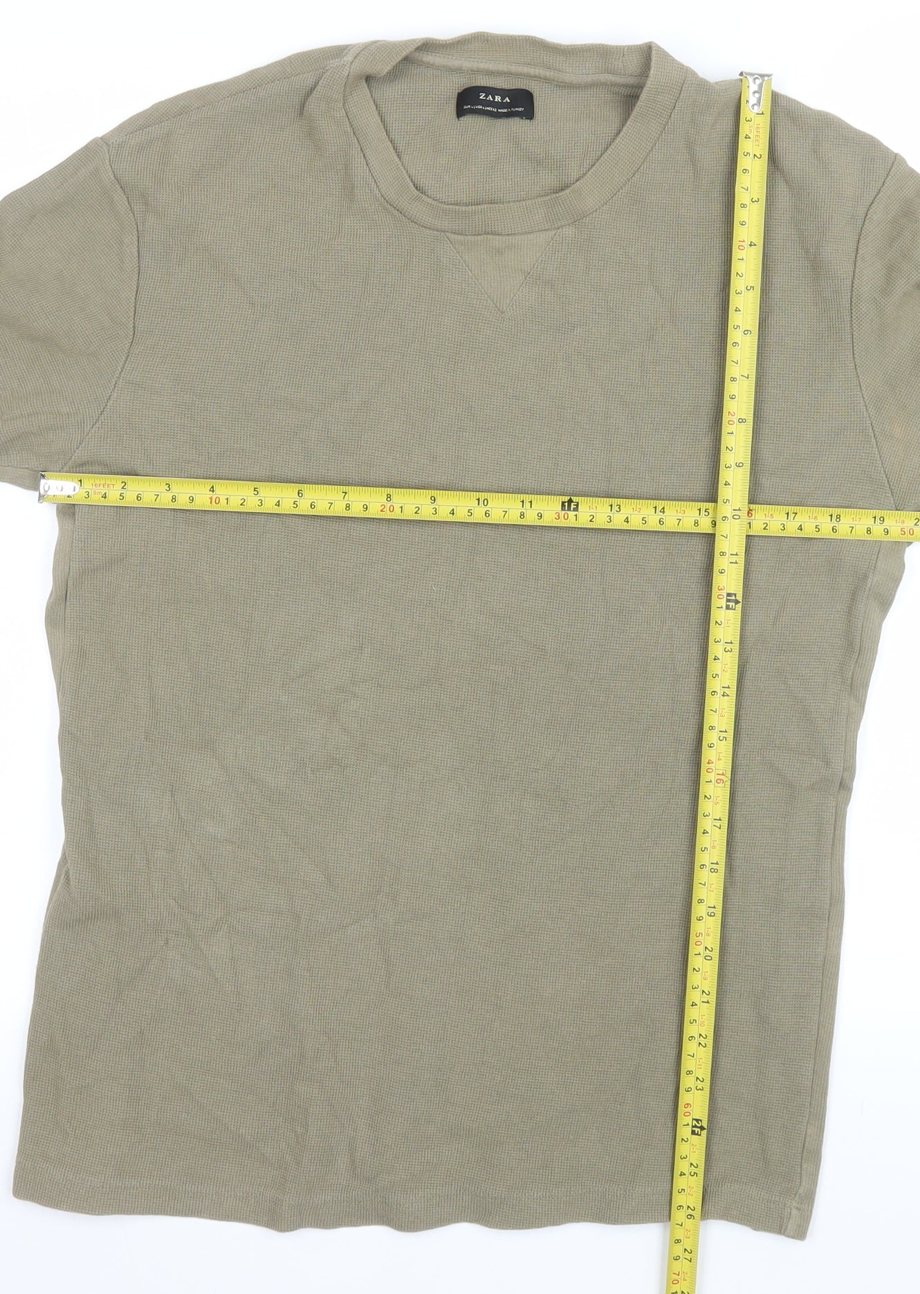 Zara Men's Beige Cotton Crew Neck Long Sleeve Pullover Sweatshirt L