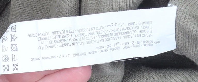 Zara Men's Beige Cotton Crew Neck Long Sleeve Pullover Sweatshirt L