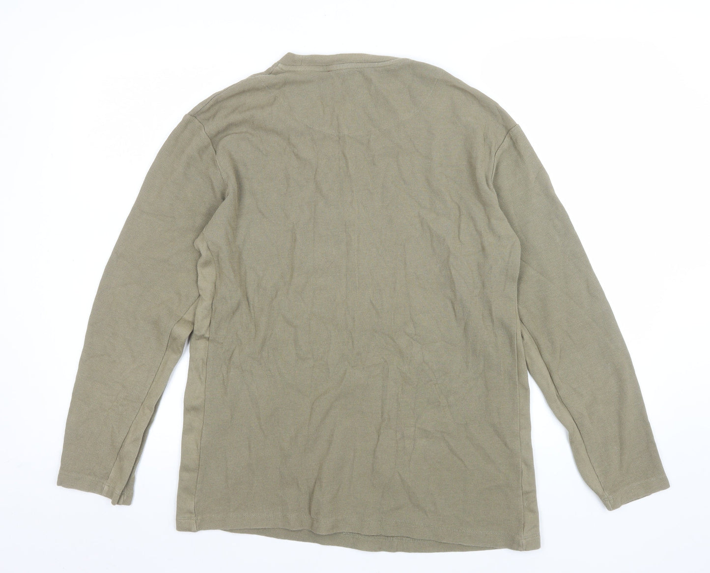 Zara Men's Beige Cotton Crew Neck Long Sleeve Pullover Sweatshirt L