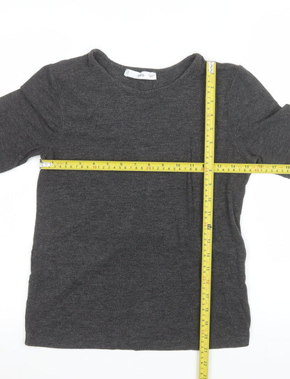 MNG Womens Grey Long Sleeve Basic Crew Neck Jersey Top Size M