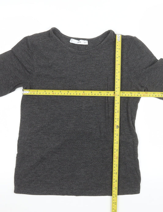 MNG Womens Grey Long Sleeve Basic Crew Neck Jersey Top Size M