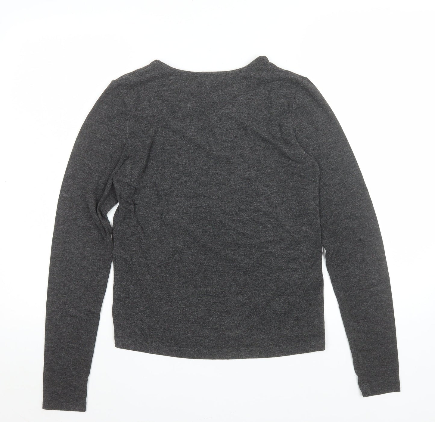 MNG Womens Grey Long Sleeve Basic Crew Neck Jersey Top Size M