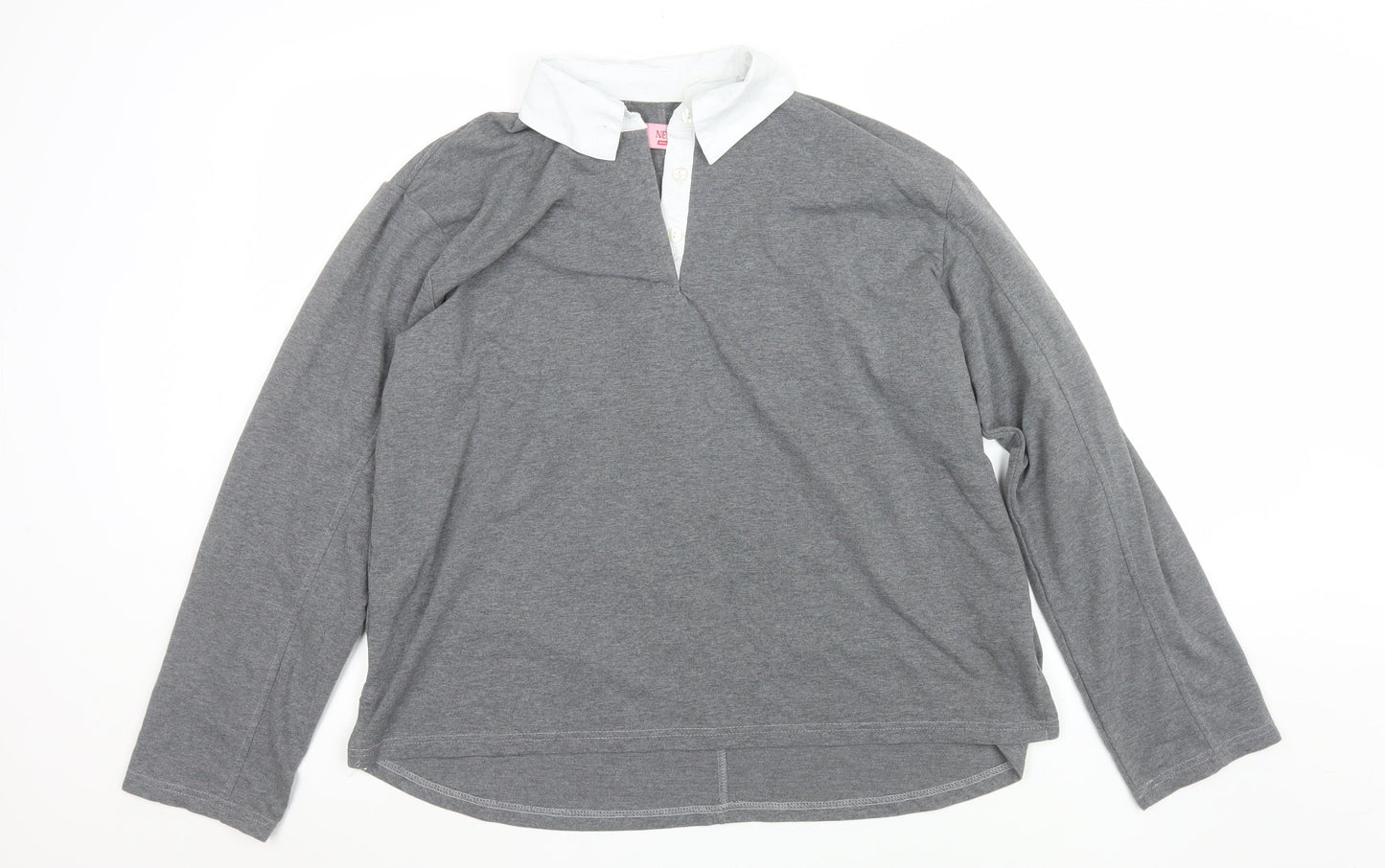 Womens UK Size M NESAA Grey Basic Button-Up