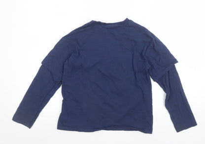 Marks and Spencer Boys Blue Minecraft Creeper Long Sleeve T-Shirt 10-11 Years