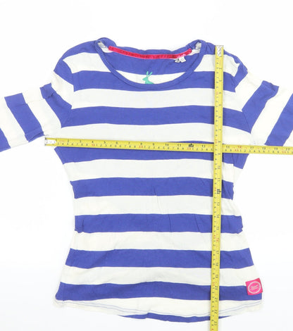 Joules Women Blue White Striped Long Sleeve Cotton T-Shirt Size 12