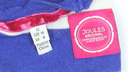 Joules Women Blue White Striped Long Sleeve Cotton T-Shirt Size 12
