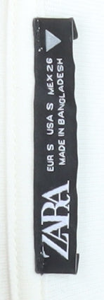 ZARA Women Ivory Long Sleeve Bodysuit Size S Stretch Cotton Blend