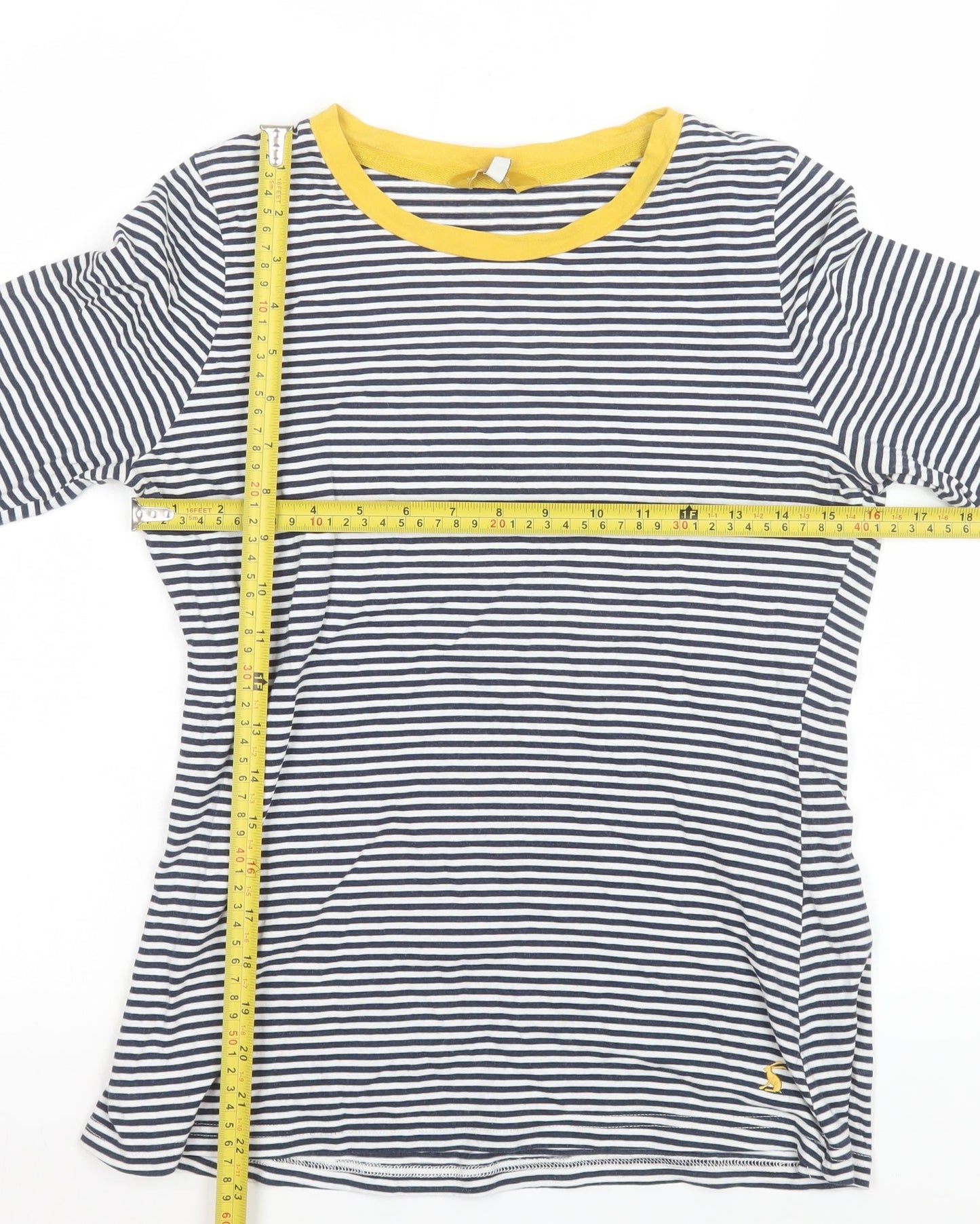 Joules Women's Navy Stripe Long Sleeve Cotton Jersey Top Size 10