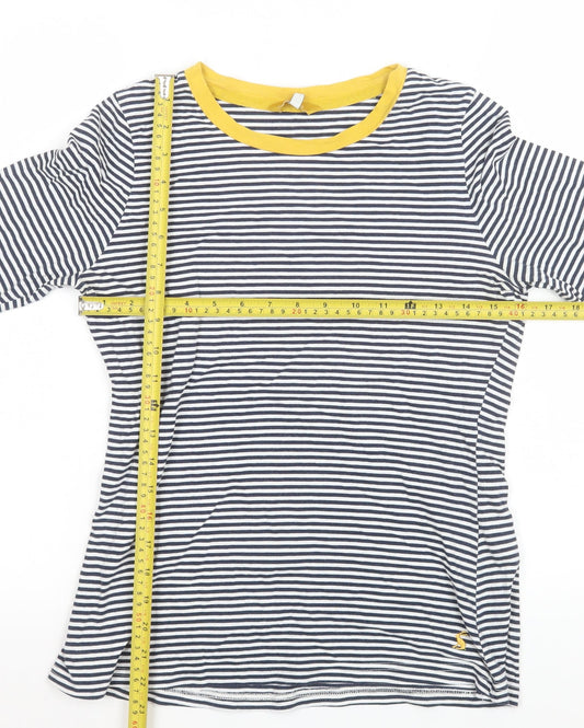 Joules Women's Navy Stripe Long Sleeve Cotton Jersey Top Size 10