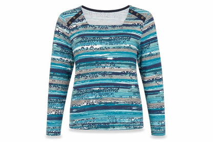Bonmarché Women's Multicoloured Stripe Long Sleeve Jersey T-Shirt Size M
