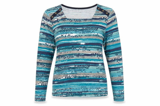 Bonmarché Women's Multicoloured Stripe Long Sleeve Jersey T-Shirt Size M