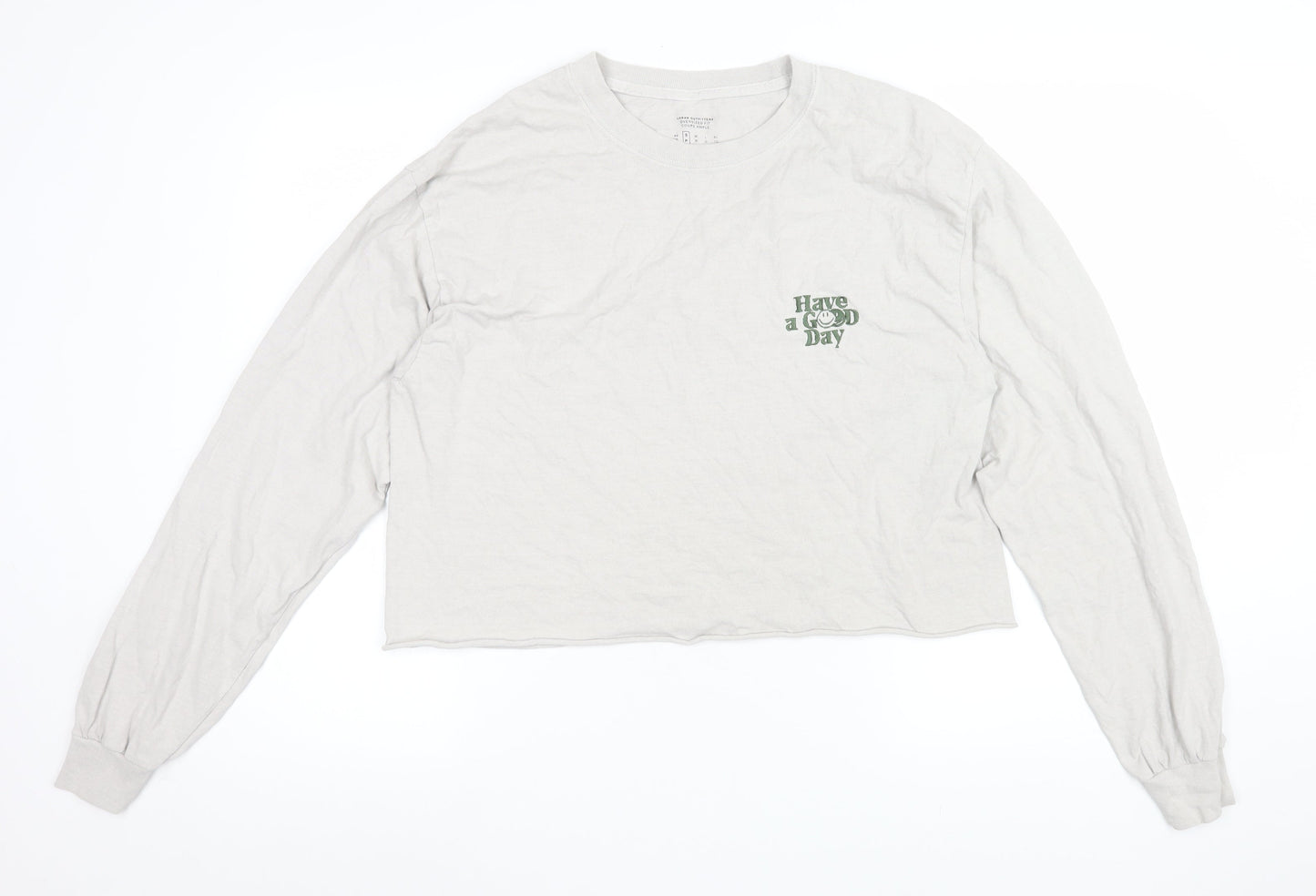 Womens UK Size S Urban Outfitters White Cropped T-Shirt