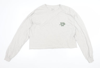 Womens UK Size S Urban Outfitters White Cropped T-Shirt