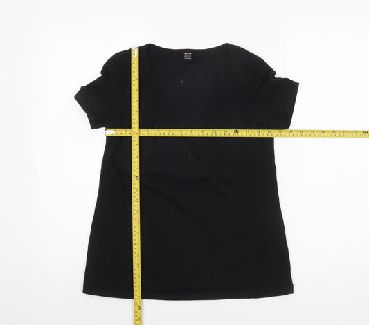 SHEIN Women's Black Size 8 Slim Fit V-Neck Wrap T-Shirt