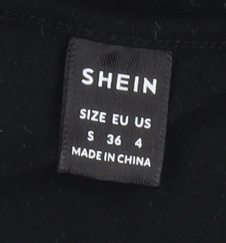 SHEIN Women's Black Size 8 Slim Fit V-Neck Wrap T-Shirt
