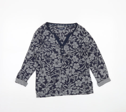 Maine New England Women's Blue Floral 3/4 Sleeve Cotton T-Shirt Size 12