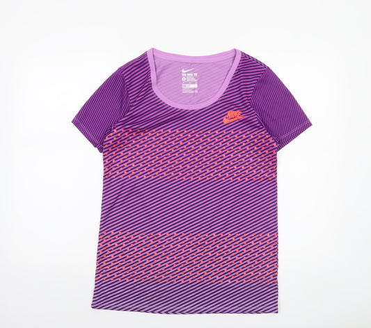 Nike Womens Purple Dri-FIT Athletic T-Shirt M Short Sleeve Top