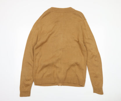 Coopers of Stortford Mens Beige Fair Isle Full Zip Jumper M