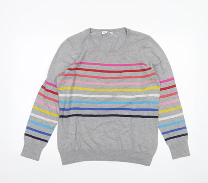 GAP Women’s Grey Multicoloured Stripe Cotton Pullover Jumper Size L