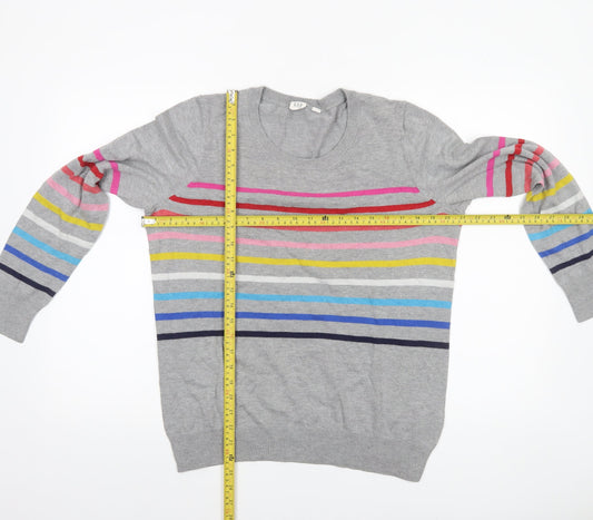 GAP Women’s Grey Multicoloured Stripe Cotton Pullover Jumper Size L