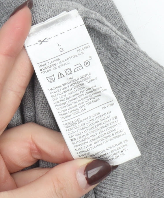 GAP Women’s Grey Multicoloured Stripe Cotton Pullover Jumper Size L