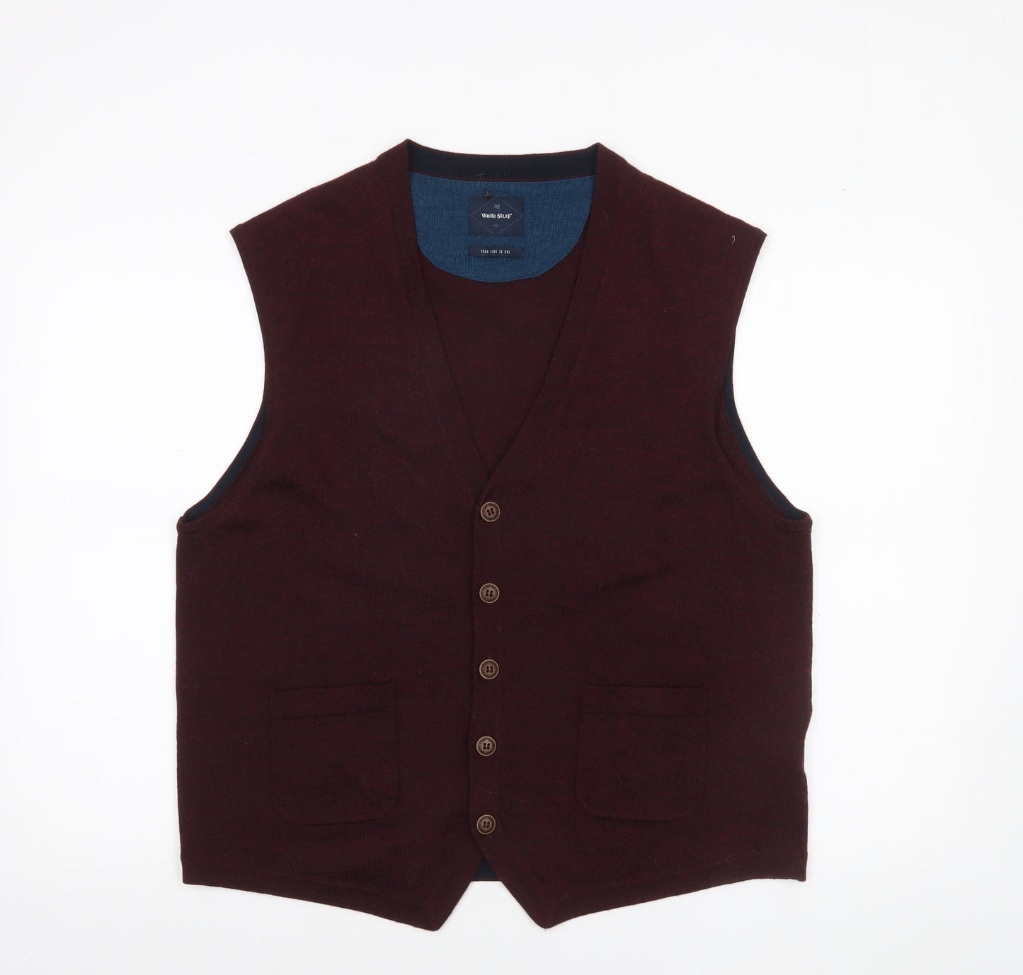 White Stuff Men's Brown Wool Sleeveless Vest Jumper 2XL