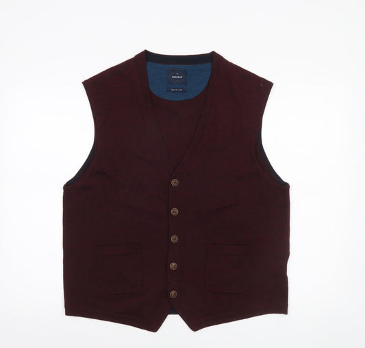 White Stuff Men's Brown Wool Sleeveless Vest Jumper 2XL