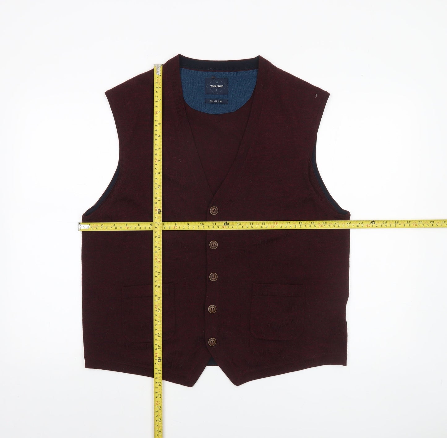 White Stuff Men's Brown Wool Sleeveless Vest Jumper 2XL