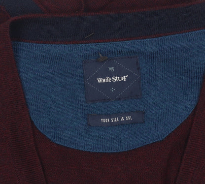 White Stuff Men's Brown Wool Sleeveless Vest Jumper 2XL