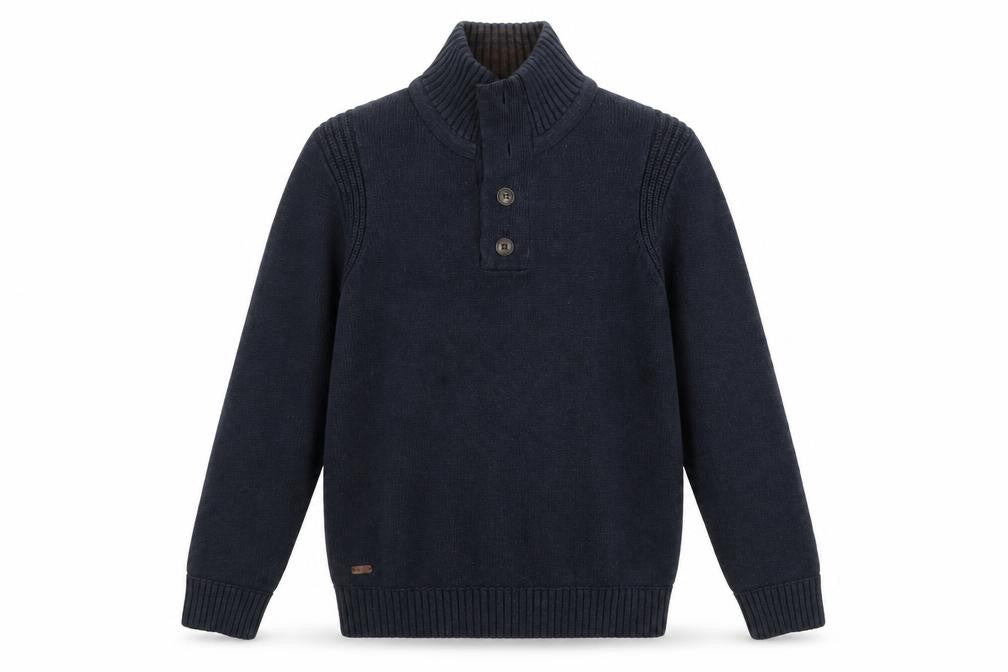 Debenhams Men's Blue Cotton Henley Jumper Medium