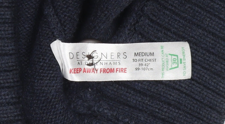 Designers at Debenhams Men's Blue Cotton Henley Jumper Medium