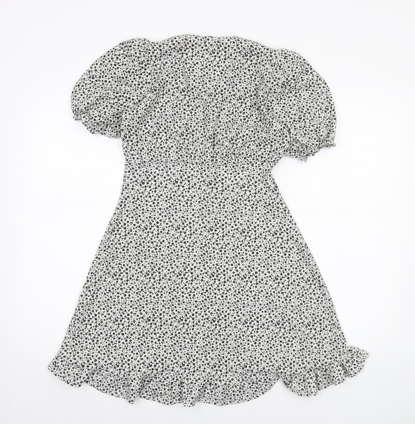 Dunnes Stores Womens White Floral Lace V-Neck Short A-Line Dress Size 10