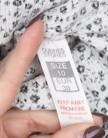Dunnes Stores Womens White Floral Lace V-Neck Short A-Line Dress Size 10